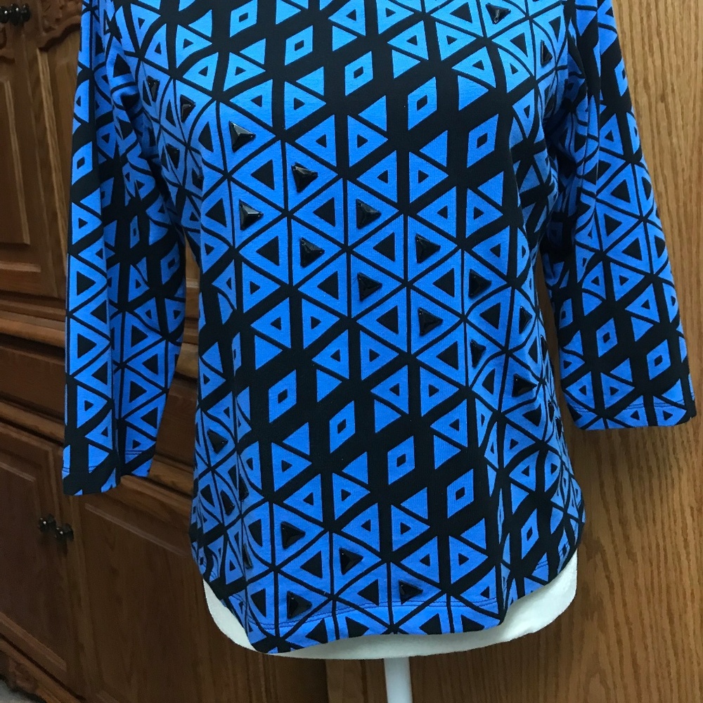 Ruby Rd. NWOT Petite Small Beaded Diagonal Diamond Top - Picture 2 of 6